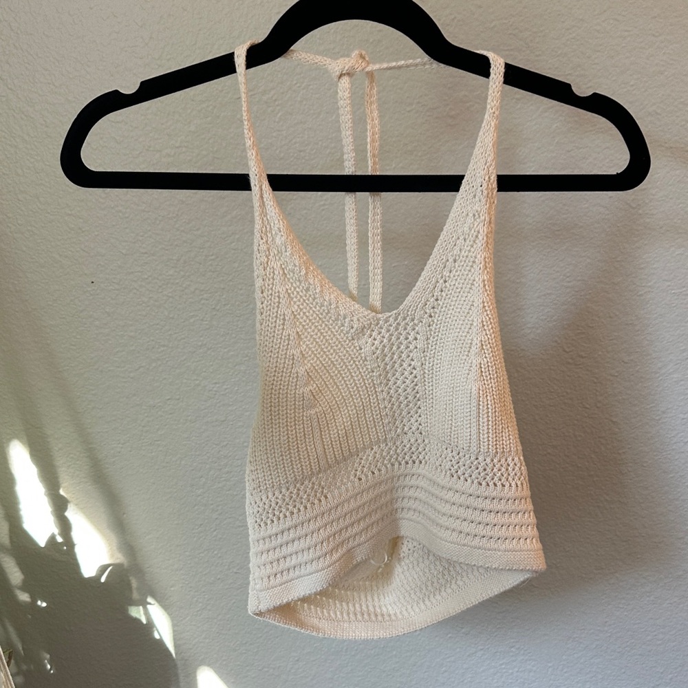 Elegant White Knit Halter Top